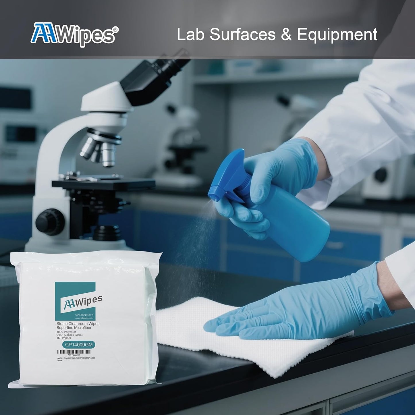 AAwipes Cleanroom Wipes Sterile Lint Free Cloths 9"x9" 140GSM CP140GM