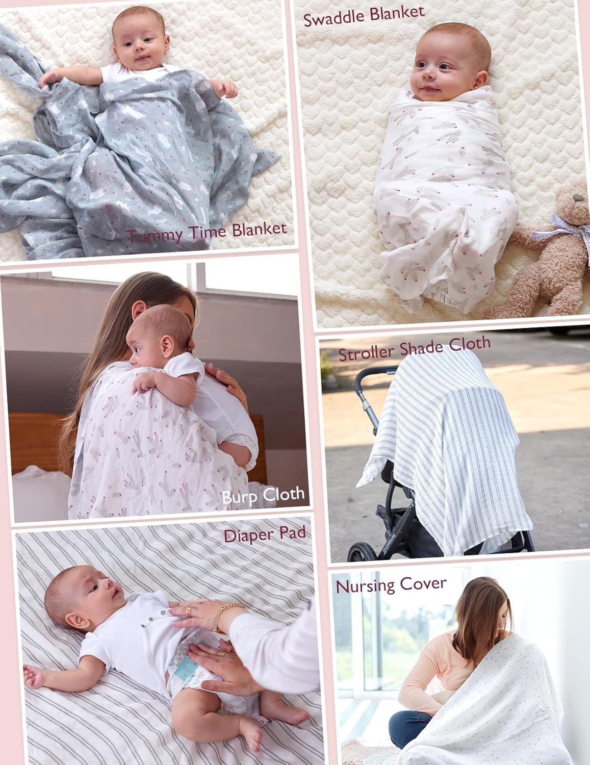 Momcozy Muslin Swaddle Blankets, Ultra Soft Neutral Baby Essentials Must Haves Registry Search, Breathable Large 47'' x 47'' Newborn Boys Girls Swaddle Receiving Blanket, Sugar Bowl Bunny