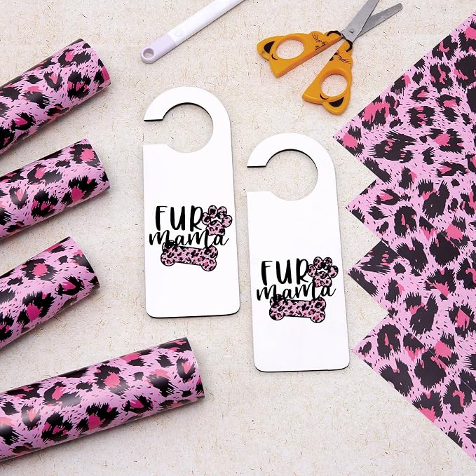 Tintnut Leopard Permanent Vinyl 8 Pcs 12x10in Pink Spots Adhesive Vinyl |