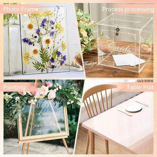 2 Pack Clear Plexiglass Sheets 1/8 inch Thick 12×12In Custom Size Plexiglass
