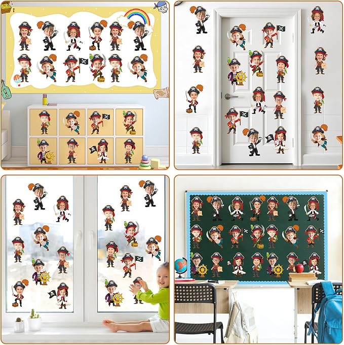 60pcs Pirate Cutouts Pirate Treasure Theme Bulletin Board Decorations Skull Hat