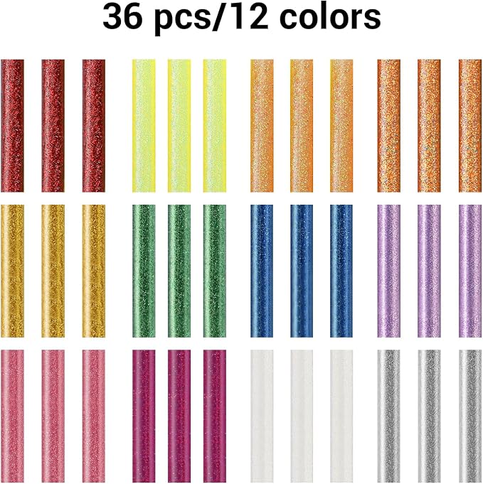 ENPOINT Color Glitter Hot Glue Sticks, Craft Adhesive Waxing Sticks Bulk