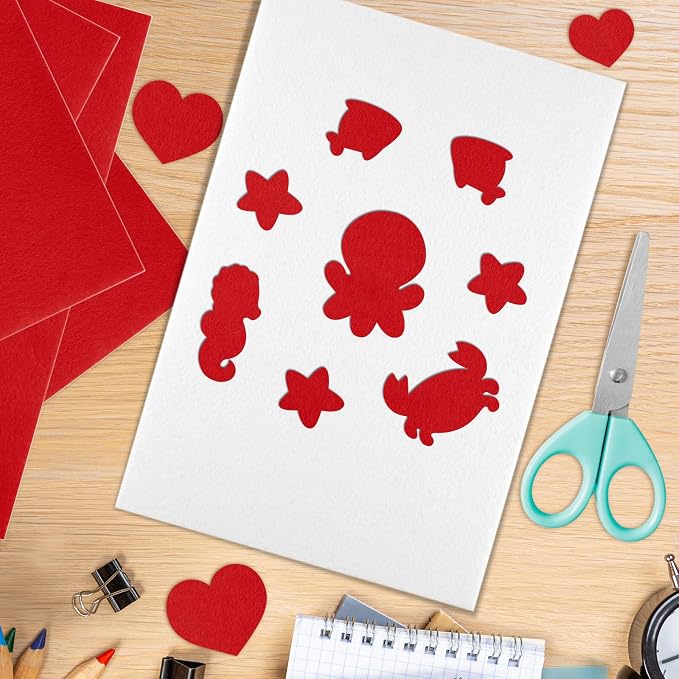 10PCS Red Self Adhesive Felt Fabric Sheets Sticky Felt Sheets