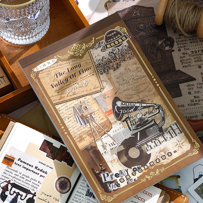 Vintage Aesthetic Stickers, 50 Sheets Washi Sticker Book