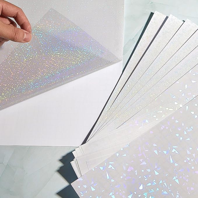 Clabby 36 Sheets Holographic Sticker Paper A4 Vinyl Holographic Laminate Sheets