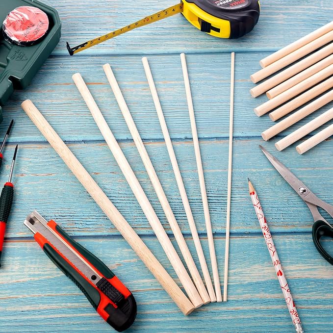 215 Pieces Balsa Wood Sticks Wooden Dowel Rods 1/8, 1/2 Inch Round Hardwood