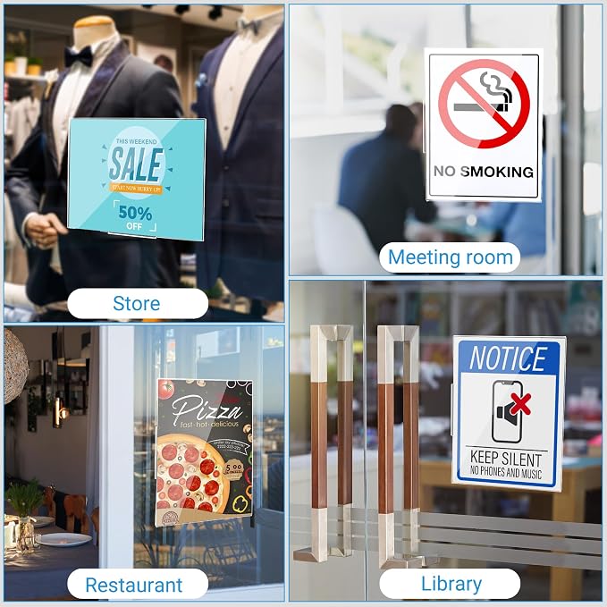 24 Pack Acrylic Sign Holder 8.5 x 11 Wall Mount, Vertical & Horizontal Use