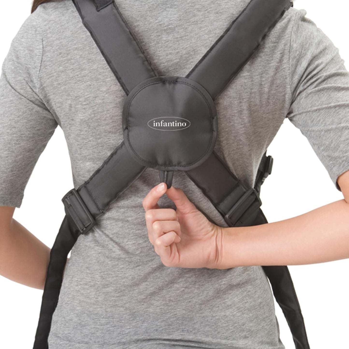 Infantino Swift Classic Carrier with Pocket, 2-Ways to Carry Carrier with Wonder Bib & Essentials Storage Front Pocket for Babies 8-25lb, Adjustable Strap, Black