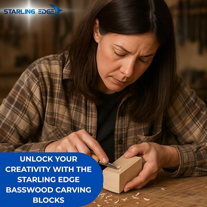 Basswood Carving Blocks 2 x 2 x 5 Inch, 4 Pack | Soft smooth paintable basswood