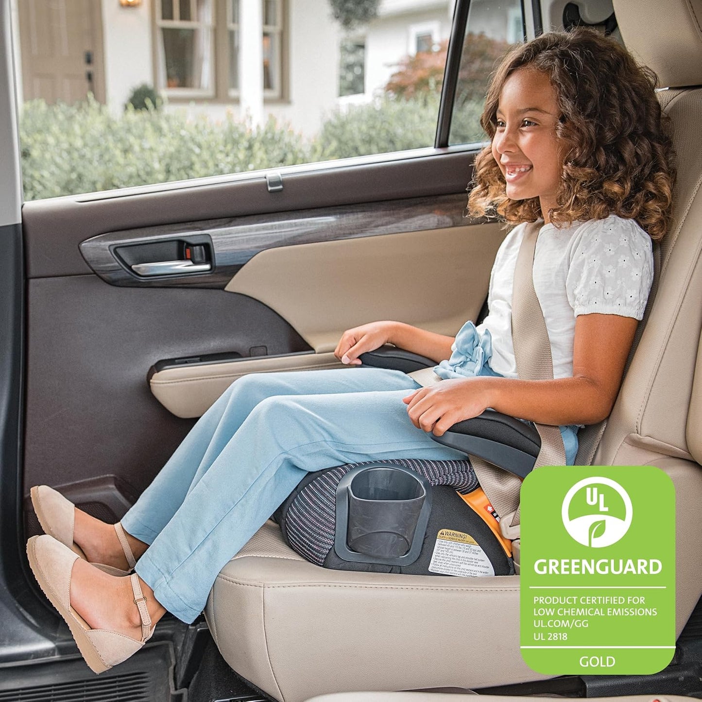 Chicco GoFit ClearTex Plus Backless Booster Car Seat, Latch Attachment, Quick-Release Latch Removal, Portable Car Booster Seat for Children at Least 4 Years Old and 40-110 lbs | Obsidian/Black