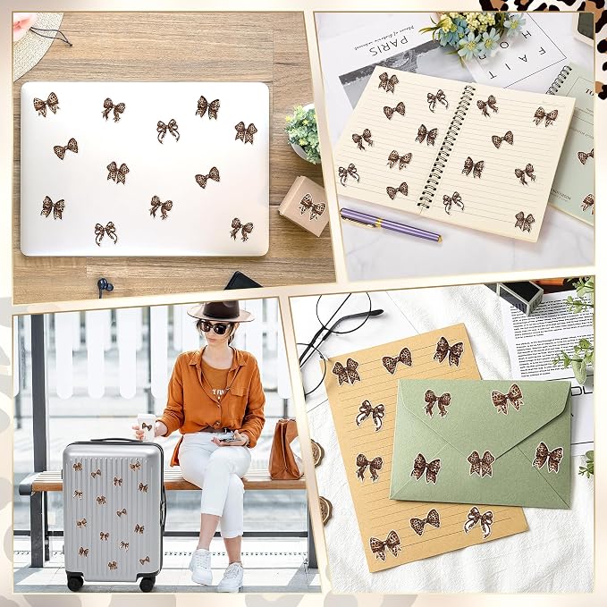 Trendy Cheetah Bow Stickers