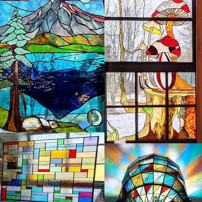 Colorful Stained Glass Scraps, Transparent Glass Mosaic Tiles