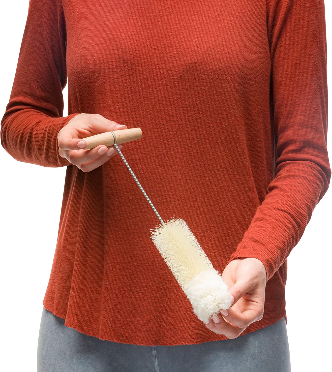 Redecker Bottle Brush with Beechwood Grip, for Soda Bottles/Jars/Specialty Glassware, Tampico Fiber and Wool Bristles, 14 Inches Long, Made in Germany