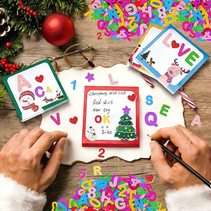 Foam Letter Stickers, 7 Sheets 3D Glitter Alphabet and Number Stickers