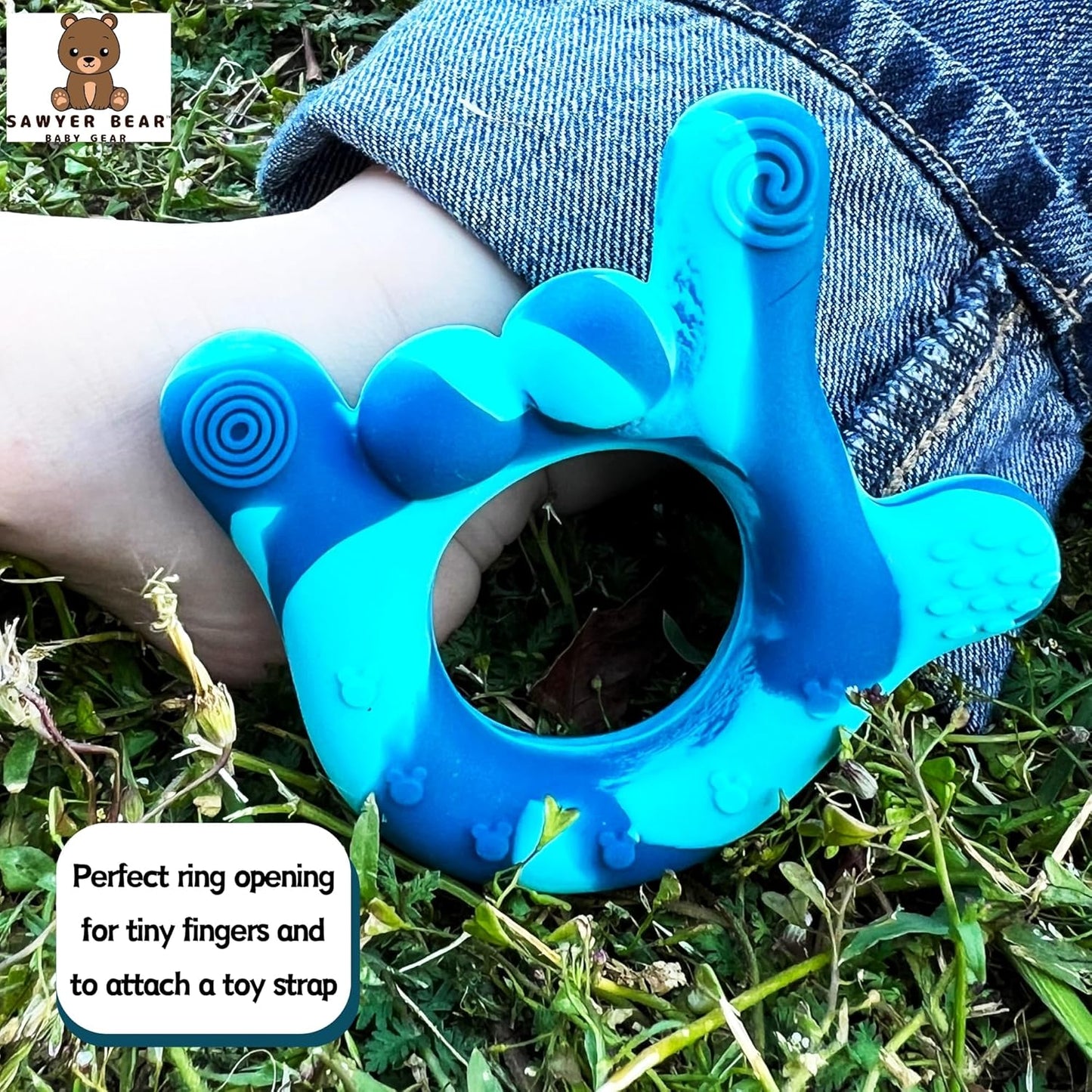 I Love You Silicone Hand Teether, Teethers for Babies 3-6 Months, Soft Teething Toys 6-12 Months bpa Free, Massaging Teething Relief (Blue)