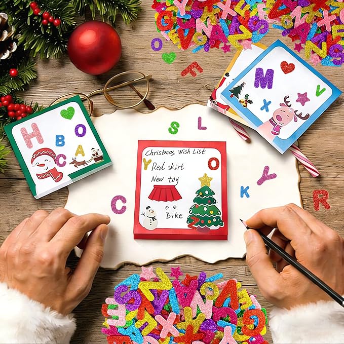 Foam Letter Stickers, 7 Sheets 3D Glitter Alphabet Stickers