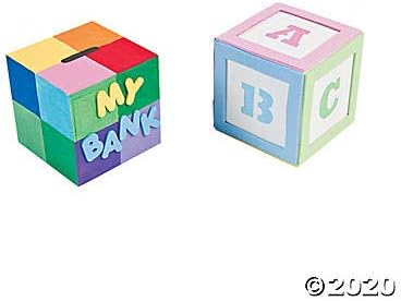 Fun Express DIY Unfinished Wood Block Piggy Bank