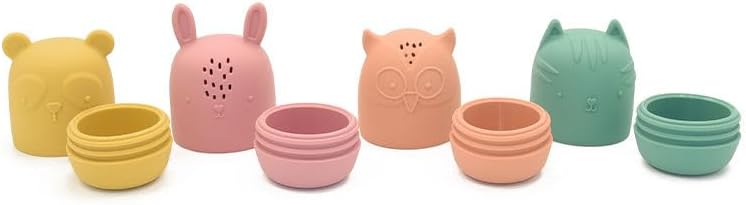 PandaEar Baby Bath Toys, 4 Pack Silicone Bath Toys for Infants Toddlers 6-18 Months, Non Toxic Baby Kids Squeezable Shower Toys