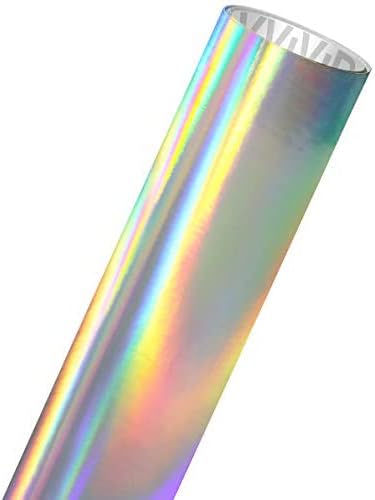 VViViD DECO65 Gloss Holographic Chrome Rainbow Lazer Silver Permanent Adhesive