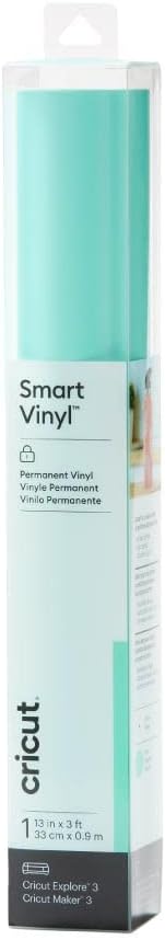 Cricut Smart Permanent Vinyl, Mint - 3ft Roll Adhesive Craft Vinyl - Matless