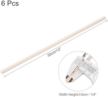 MECCANIXITY 6pcs Wood Sticks, 1/4''x 1/4'' x 12" Rectangle Wooden Cube Wood