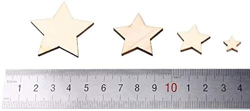 DERAYEE 100 Pcs Unfinished Wooden Stars Ornaments