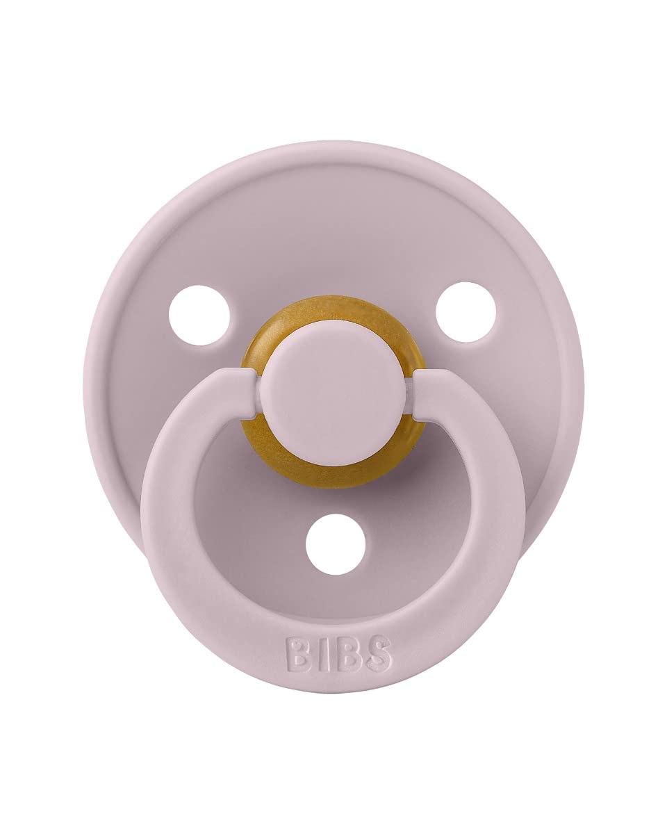 BIBS Pacifiers Colour Collection | Natural Rubber Baby Pacifier | Set of 2 BPA-Free Soothers | Made in Denmark | 0+ Months (Pack of 2) | Blossom/Dusky Lilac