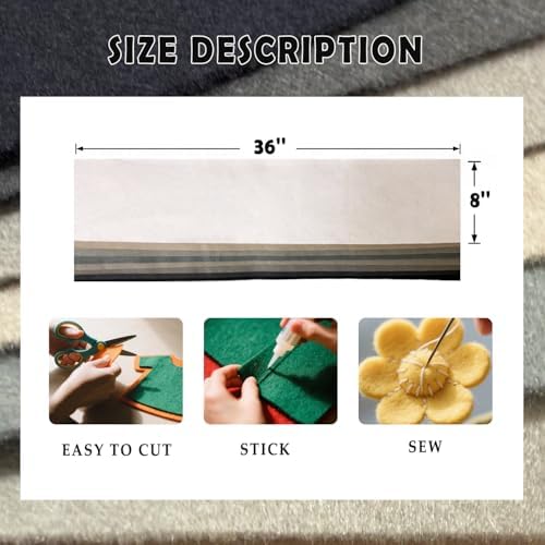 Black White Grey 8 Assorted Soft Felt Sheets Fabric 8'' x 36'' 1.6mm Thick |