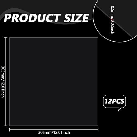 FINGERINSPIRE 12Pcs Clear Plastic Sheet, 12x12 Inch Clear PET Flexible