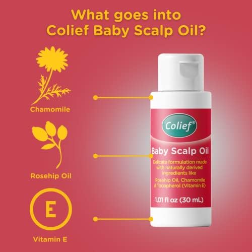 Colief Baby Scalp Oil | Soothing Moisturizing Oil for Babies Scalp and Skin | Preventative of Itchy, Flaky, Dry, Damaged Skin on Infants | With Rosehip Oil, Chamomile and Vitamin E | 1.01 Fl. Oz