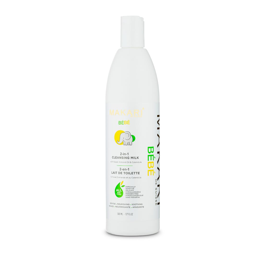 MAKARI Baby Skin Care Set | 2-In-1 Cleansing Milk, Hair & Body Foaming Gel & Calming Oil | Gentle Baby Essentials for Newborn and Up, Hypoallergenic, No Paraben Skincare for Delicate, Sensitive Skin