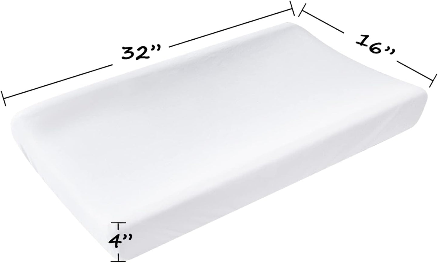 Organic Cotton Changing Pad Cover, Diaper Changing Table Pad Covers 2 Pack, Jersey Knit Super Soft & Stretchy Cradle Sheets for Baby Boys Girls, 32" x 16" x 4", White
