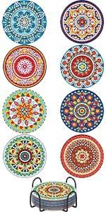 UPINS 8Pcs Mandala Diamond Art Painting Art Coasters Kits