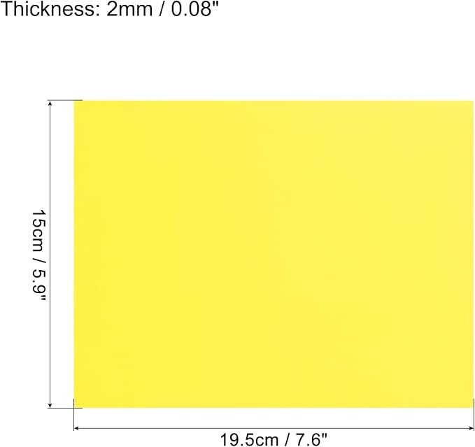MECCANIXITY EVA Foam Sheets Yellow 7.6 Inch x 5.9 Inch 2mm Thickness