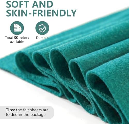 Peacock Green Felt Fabric 36'' X 36'', 1.4mm Large Felt Sheets Soft Durable