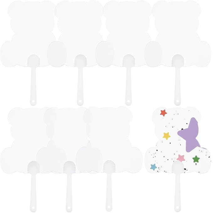 10Pcs Blank Transparent Hand Fan Plastic Handheld Fan
