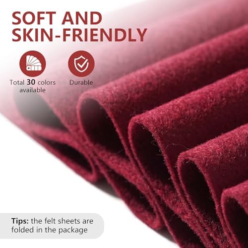 Burgundy Felt Fabric 36'' X 36'', 1.4mm Large Felt Sheets Soft Durable Crafts