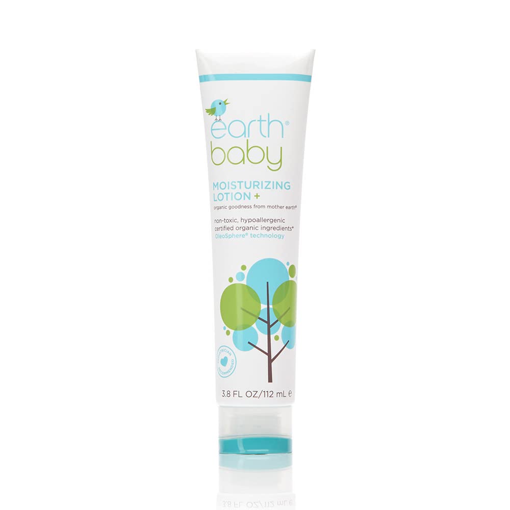 Earth Baby Moisturizing Lotion +, 3.8 Fl Oz, Hypoallergenic for Sensitive Skin, Natural and Organic, Pediatrician and Dermatologist Tested, Safe for Babies, Toddlers, and Kids