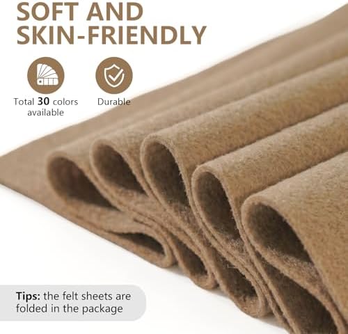 Khaki Felt Fabric 36'' X 36'', 1.4mm Large Felt Sheets Soft Durable Crafts Felt
