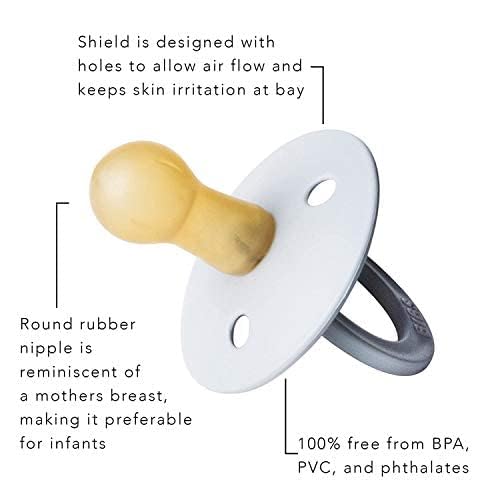 BIBS Pacifiers Colour Collection | Natural Rubber Baby Pacifier | Set of 2 BPA-Free Soothers | Made in Denmark | 18+ Months (Pack of 2) | Sage