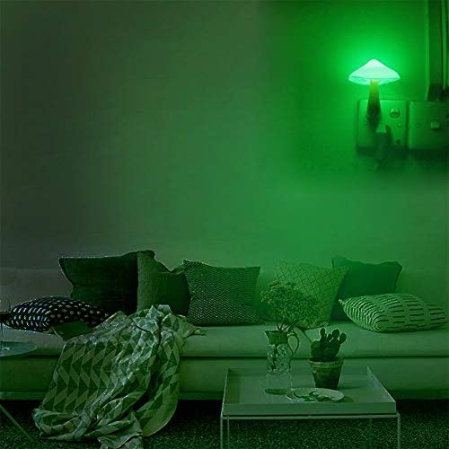 2 Pack LED Mushroom Night Lamp Plug In Mini Magic Night Lights for Adults & Kids - Green