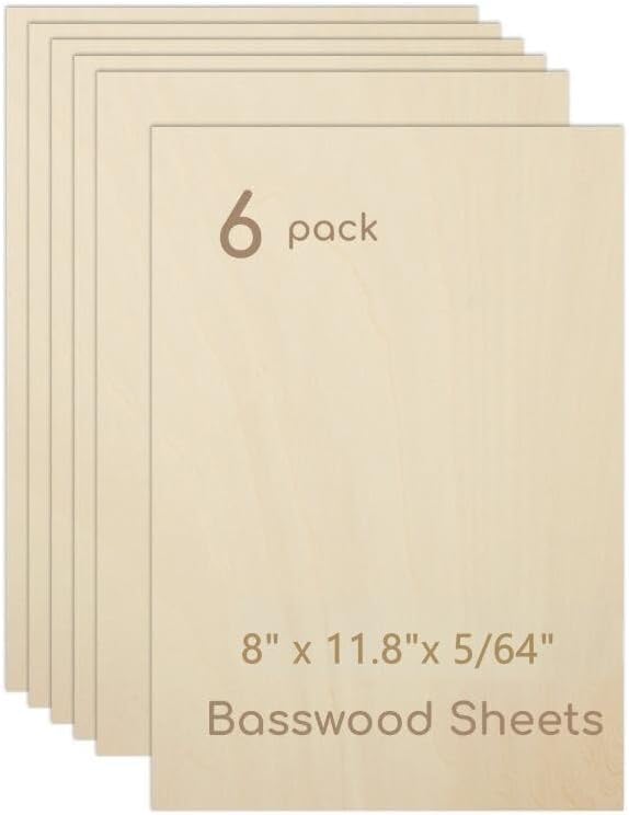 6 Pack Plywood Sheets, Unfinished Wood Boards Blanks