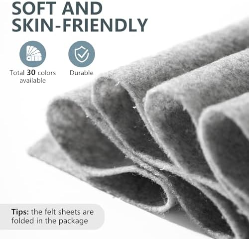 Gray Felt Fabric 36'' X 36'', 1.4mm Large Felt Sheets Soft Durable Crafts Felt