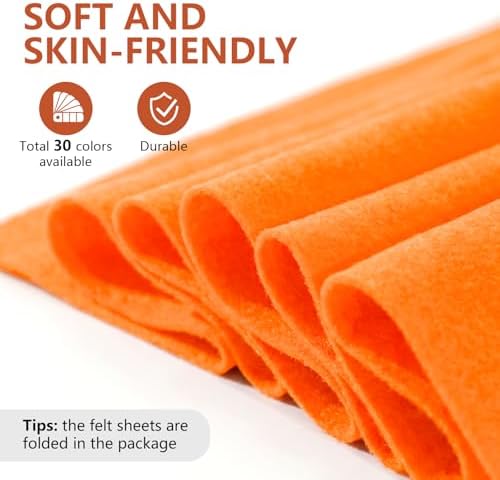 Orange Felt Fabric 36'' X 36'', 1.4mm Large Felt Sheets Soft Durable Crafts