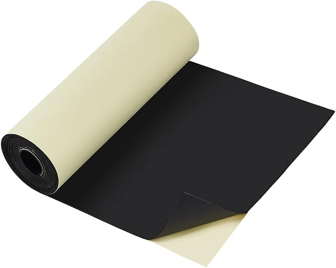 BENECREAT 118x11.8 Inch Black Self Adhesive EVA Foam Roll, 2mm Thick Adhesive