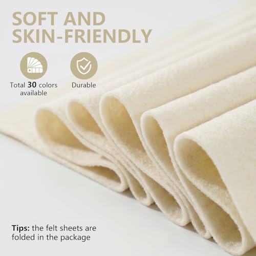 Ivory Felt Fabric 36'' X 36'', 1.4mm Large Felt Sheets Soft Durable Crafts Felt