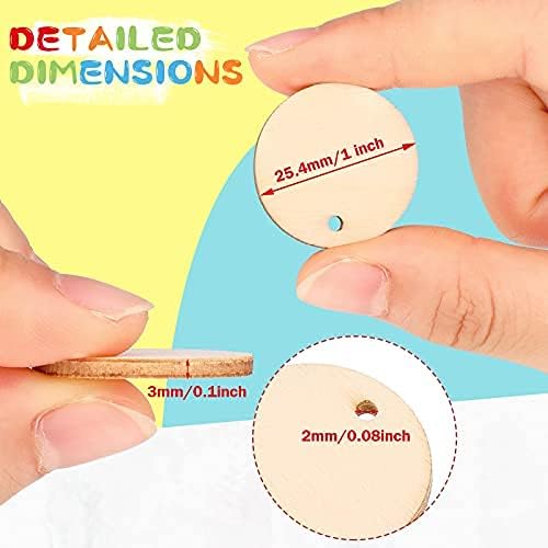 200 Pieces Unfinished Blank Wood Circle Pendants Round Disc Circle Wood Pieces