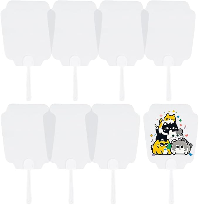 10Pcs PVC Hand Fan Paddle Fans Handheld Clear Plastic Blank Pocket Flowerpot