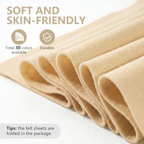Cream Beige Felt Fabric 36'' X 36'', 1.4mm Large Felt Sheets Soft Durable