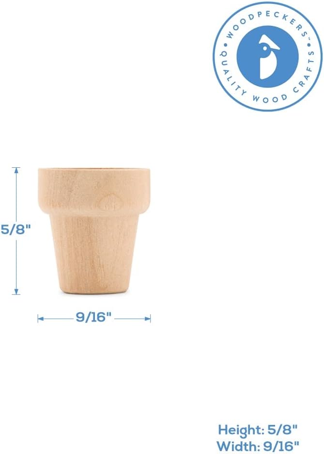 Mini Craft Flower Pot 5/8-inch x 9/16-inch, Model & Dollhouse, by Woodpeckers